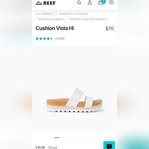Reef Women's Cushion Vista Hi Sandals - Cloud White Sz 8
